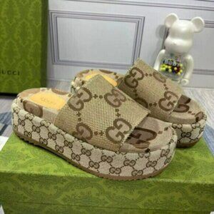 Gucci Women's Monogram Platform Slides
